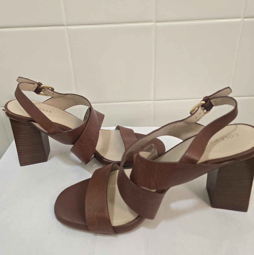 Cole Haan Women's Tan Block Heel Sandals